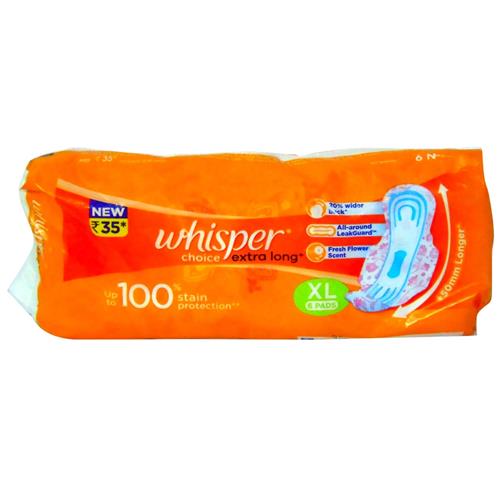 WHISPER CHOICE EXTRA LONG 6PADS